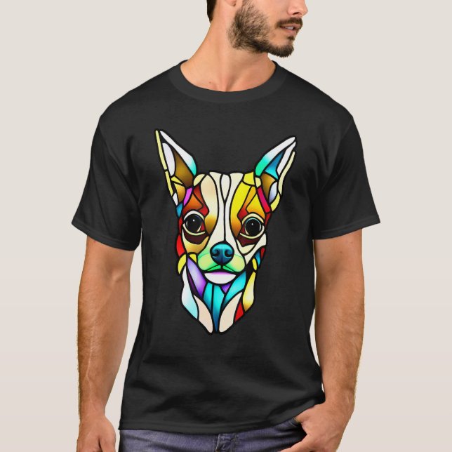 Camiseta Chihuahua - Stained Glass Pop Art_3 (Anverso)