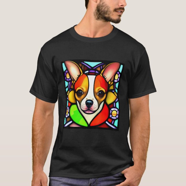 Camiseta Chihuahua - Stained Glass Pop Art_4 (Anverso)