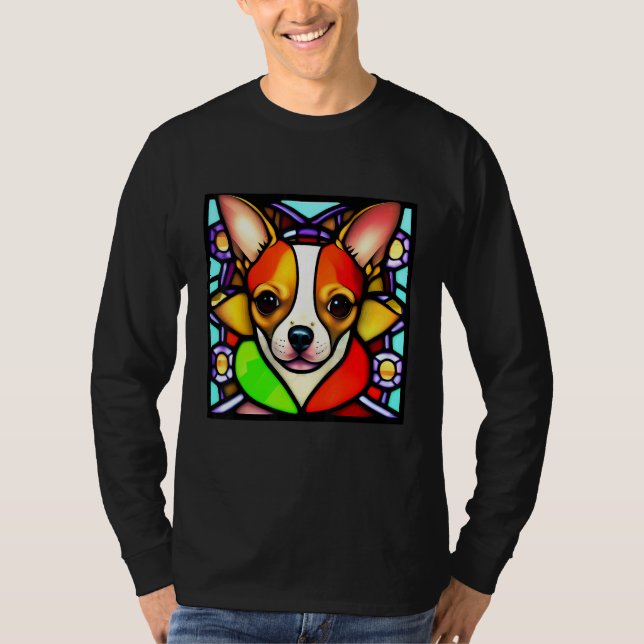 Camiseta Chihuahua - Stained Glass Pop Art_4 (Anverso)