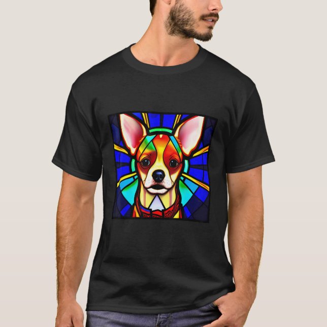 Camiseta Chihuahua - Stained Glass Pop Art_8 (Anverso)