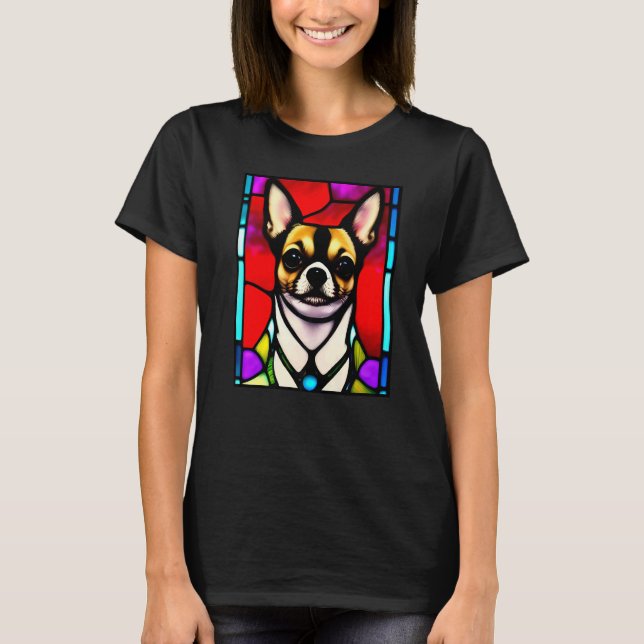 Camiseta Chihuahua - Stained Glass Pop Art Premium_2 (Anverso)