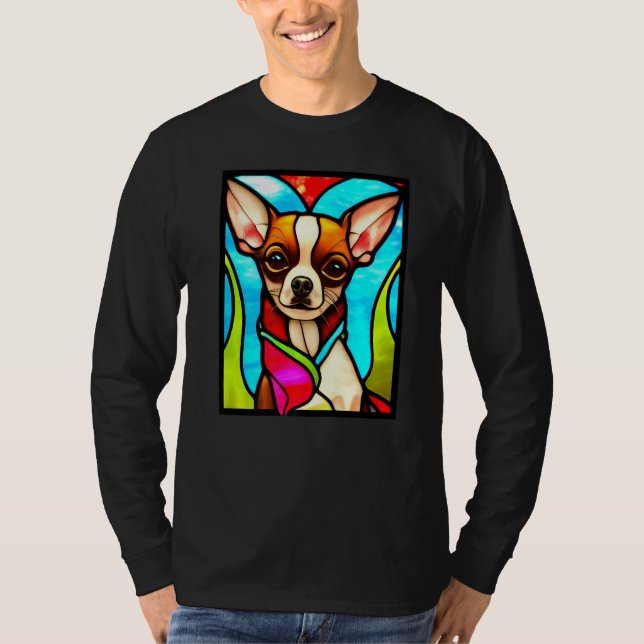 Camiseta Chihuahua - Stained Glass Pop Art Premium_3 (Anverso)