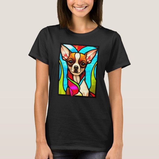 Camiseta Chihuahua - Stained Glass Pop Art Premium_3 (Anverso)