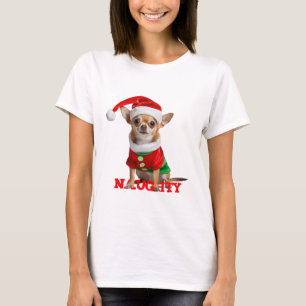 Camiseta Chihuahua travieso como duende de Santa divertido