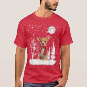 Camiseta Chihuahua Under Moonlight Snow Christmas Pajama