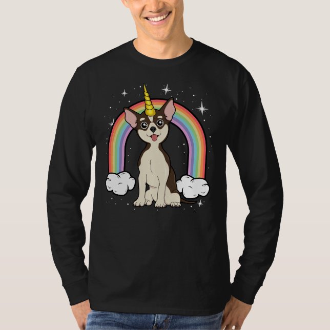 Camiseta Chihuahua Unicorn Dog Rainbow Galaxy Space Girls B (Anverso)