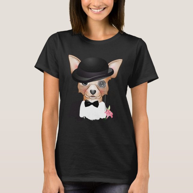 Camiseta Chihuahua with melon monocle suit and lily (Anverso)