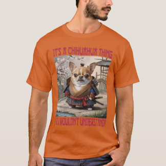 Camiseta Chihuahuahing Samurái Perro Divertido chico
