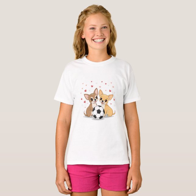 Camiseta chihuahuas with soccer ball for Valentine's Day (Anverso completo)