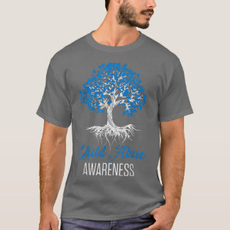 Camiseta Child Abuse Awareness Tree Blue Ribbon April Child