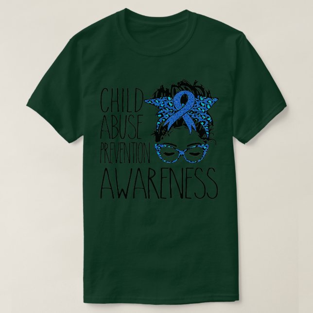 Camiseta Child Abuse Prevention awareness messy hair bun    (Diseño del anverso)