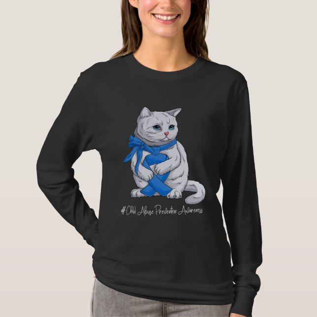 Camiseta Child Abuse Prevention Awareness Month Blue Ribbon (Anverso)