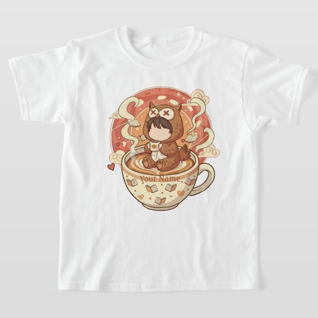 Camiseta Child Name Owl Kids T-Shirt for Boys Girls School (Distribución)