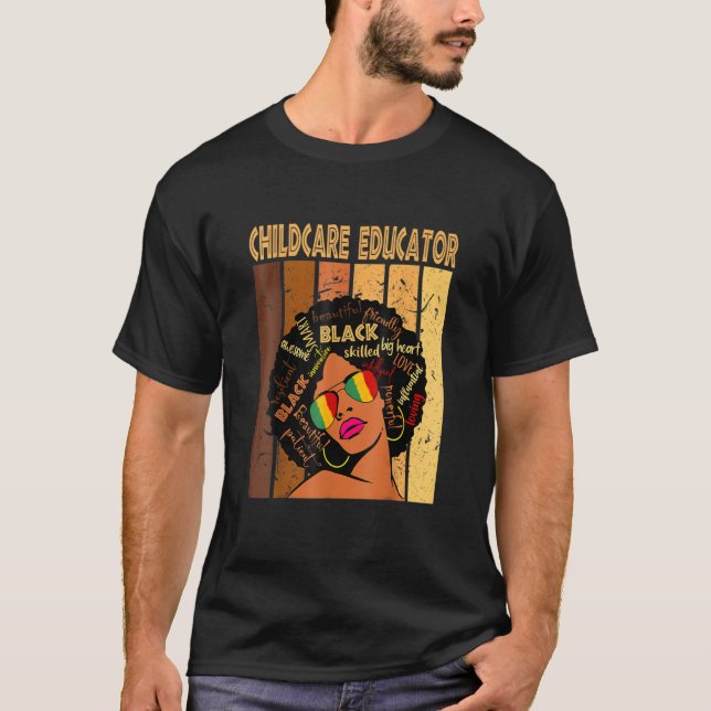 Camiseta Childcare Educator Afro African American Black His (Anverso)