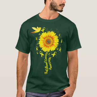 Camiseta Childhood Cancer Awareness Cute Sunflower Hummingb