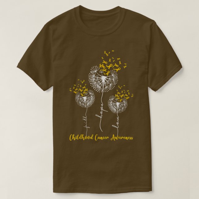 Camiseta Childhood Cancer Awareness Faith Hope Love Dandeli (Diseño del anverso)