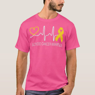 Camiseta Childhood Cancer Awareness Heartbeat Gold Ribbon41