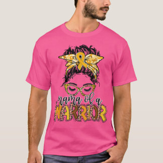 Camiseta Childhood Cancer Awareness Mama Of A Warrior Messy