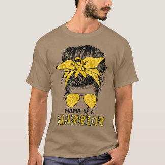 Camiseta Childhood Cancer Awareness Mama Of A Warrior Messy