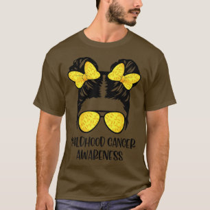 Camiseta Childhood Cancer Awareness Messy Bun Gold Ribbon K