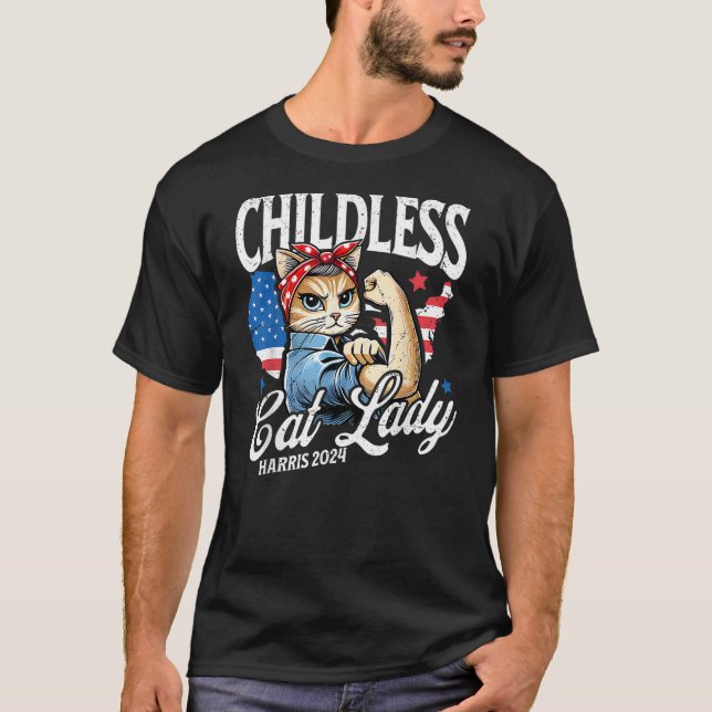 Camiseta Childless Cat Lady For Kamala Harris Cat Lovers Vo (Anverso)
