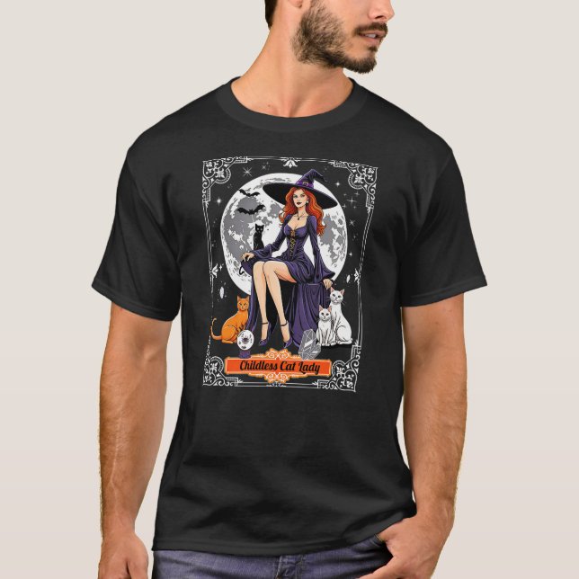 Camiseta Childless Cat Lady Halloween Witch Cats Witchy Spo (Anverso)