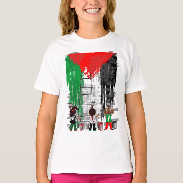 Camiseta Children of Gaza Painting Palestine Flag  (Anverso)