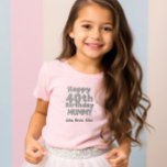 Camiseta Children's T-shirt for Mom's 40th Birthday Wishes<br><div class="desc">Celebrate Mom’s 40th birthday with this adorable children’s T-shirt! Designed with love, this shirt features a fun and colorful design that says Happy 40th Birthday, Mom! in shiny silver lettering. Perfect for kids to wear at the birthday party or to surprise Mom with a special gift. Made from soft, comfortable...</div>