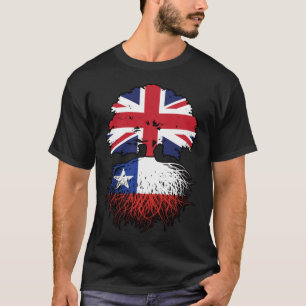 Camiseta Chile Bandera de raíces de árbol británico chileno