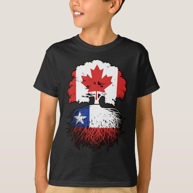 Camiseta Chile Chile Bandera de raíces de árbol canadiense  (Anverso)