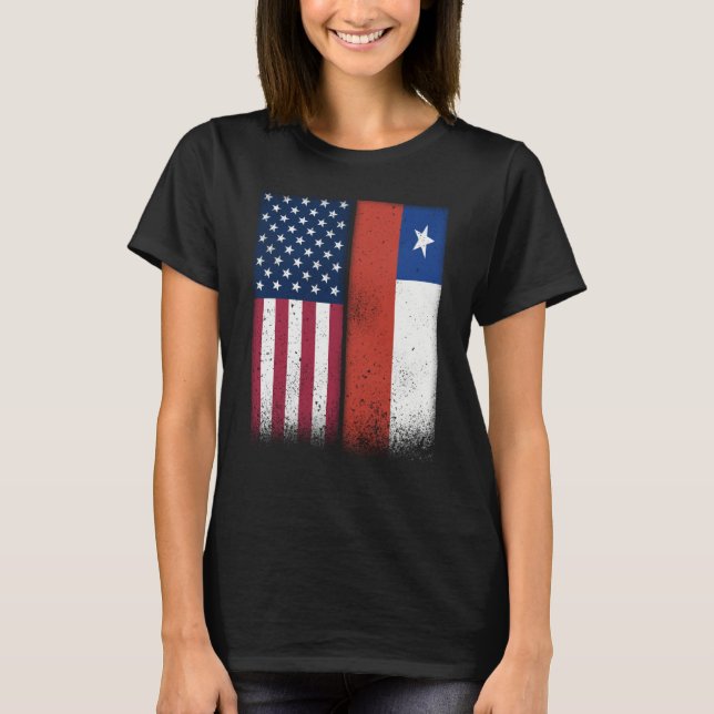 Camiseta Chile Chilean American Flags Proud USA Chile (Anverso)