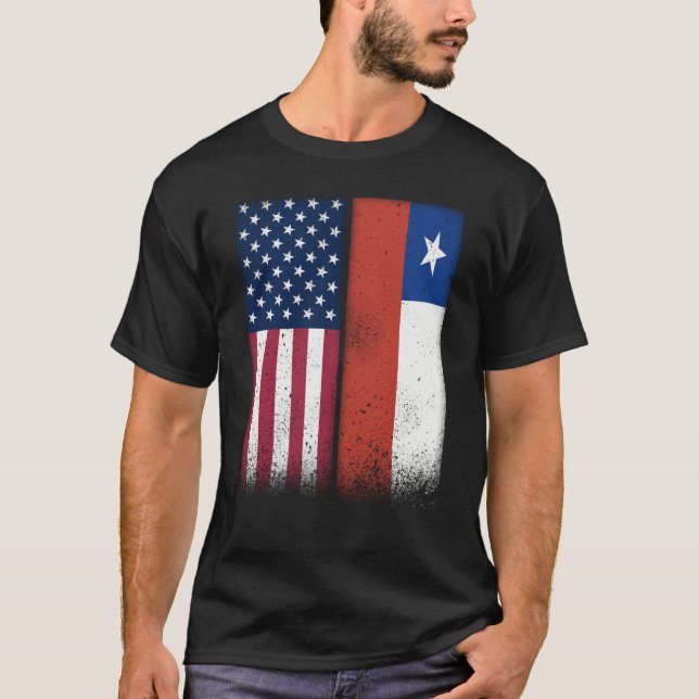 Camiseta Chile Chilean American Flags Proud USA Chile (Anverso)