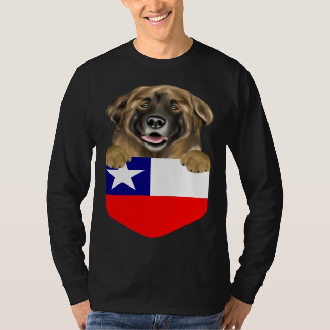 Camiseta Chile Flag Leonberger Dog In Pocket (Anverso)