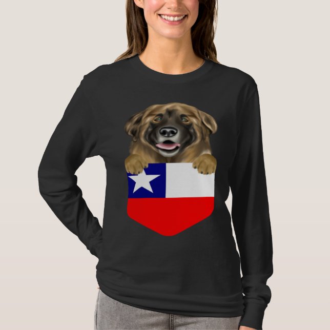 Camiseta Chile Flag Leonberger Dog In Pocket (Anverso)