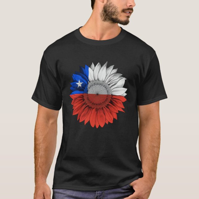 Camiseta Chile Flag Sunflower Chilean Roots Proud Patriotic (Anverso)