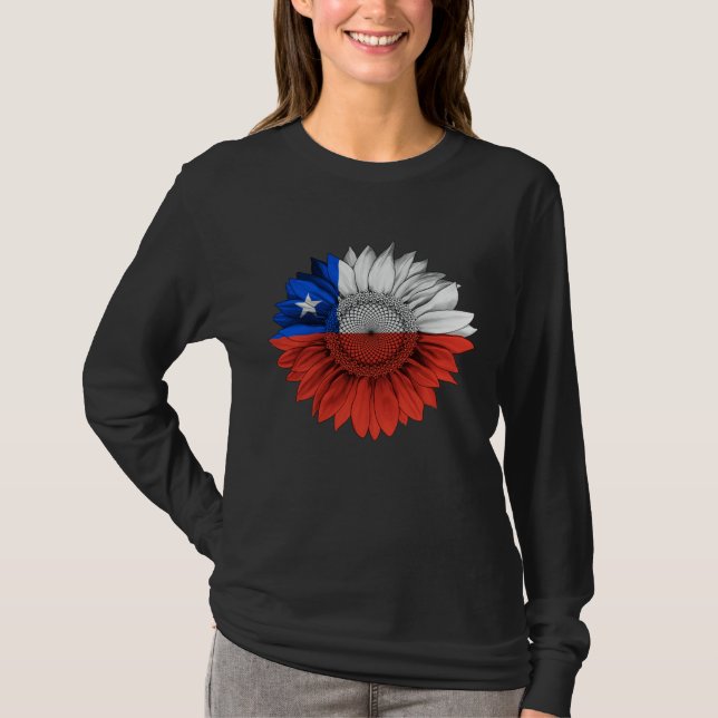 Camiseta Chile Flag Sunflower Chilean Roots Proud Patriotic (Anverso)
