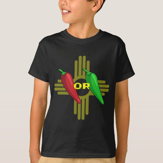 Camiseta Chile rojo o verde incuba Nuevo México Zia (Anverso)