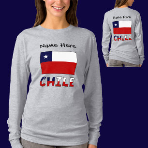 Camiseta Chile y Bandera Chilena con Mujer Personalizada 