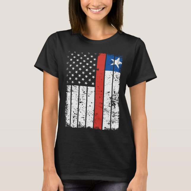 Camiseta Chilean American Flag T-Shirt Pride Chile USA (Anverso)