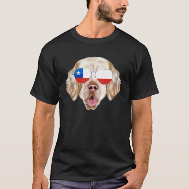 Camiseta Chilean Flag Clumber Spaniel Dog Chile Pocket (Anverso)