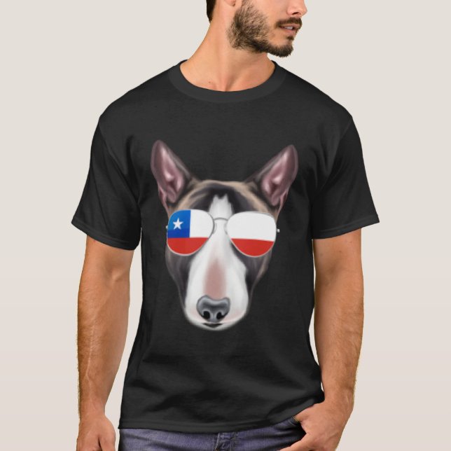 Camiseta Chilean Flag Miniature Bull Terrier Dog Chile Pock (Anverso)