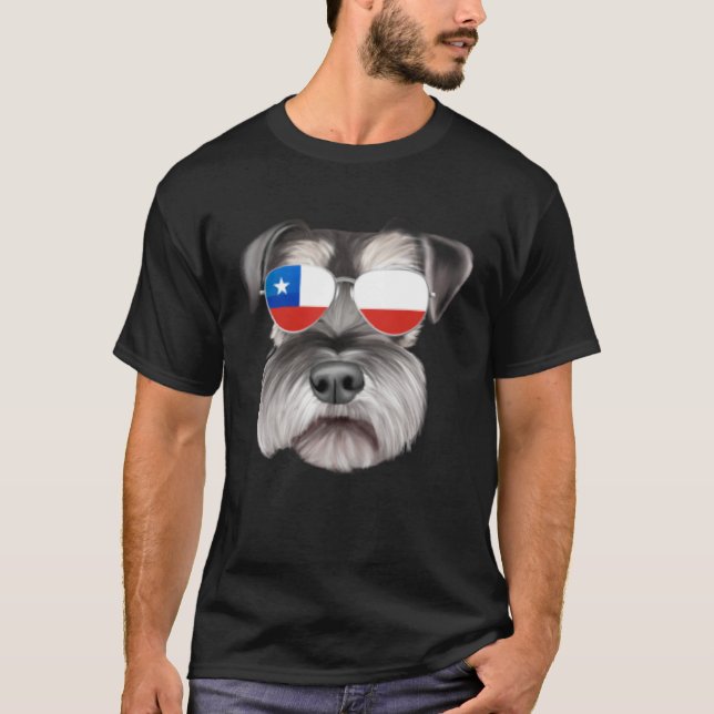 Camiseta Chilean Flag Miniature Schnauzer Dog Chile Pocket (Anverso)