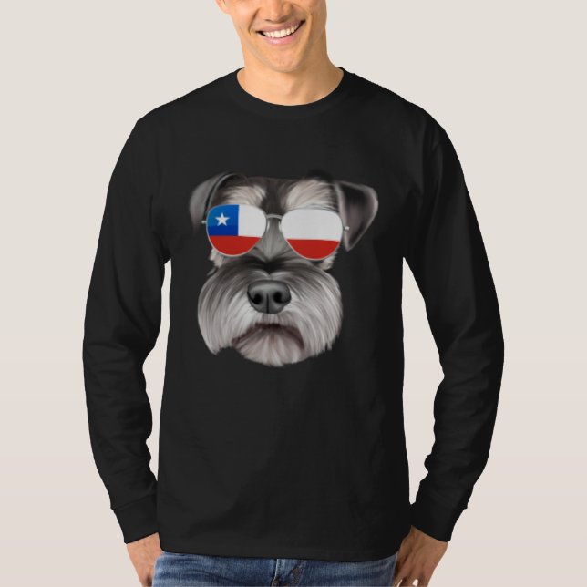 Camiseta Chilean Flag Miniature Schnauzer Dog Chile Pocket (Anverso)