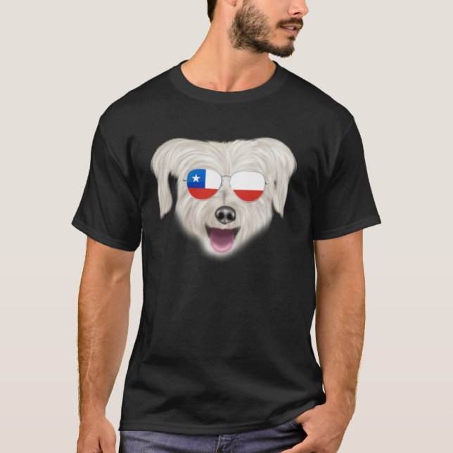 Camiseta Chilean Flag Pyrenean Shepherd Dog Chile Pocket (Anverso)
