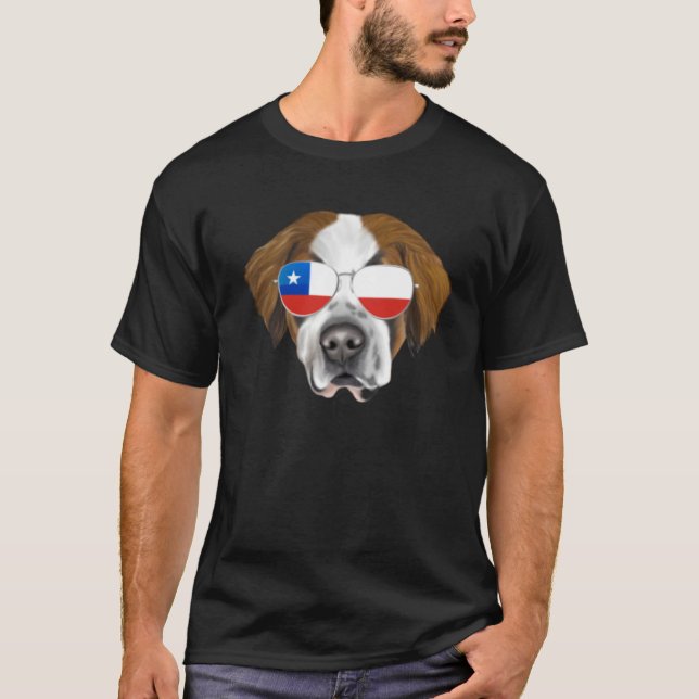 Camiseta Chilean Flag St Bernard Dog Chile Pocket (Anverso)