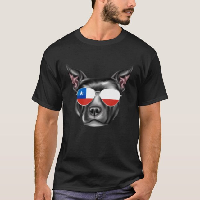 Camiseta Chilean Flag Staffordshire Bull Terrier Dog Chile  (Anverso)