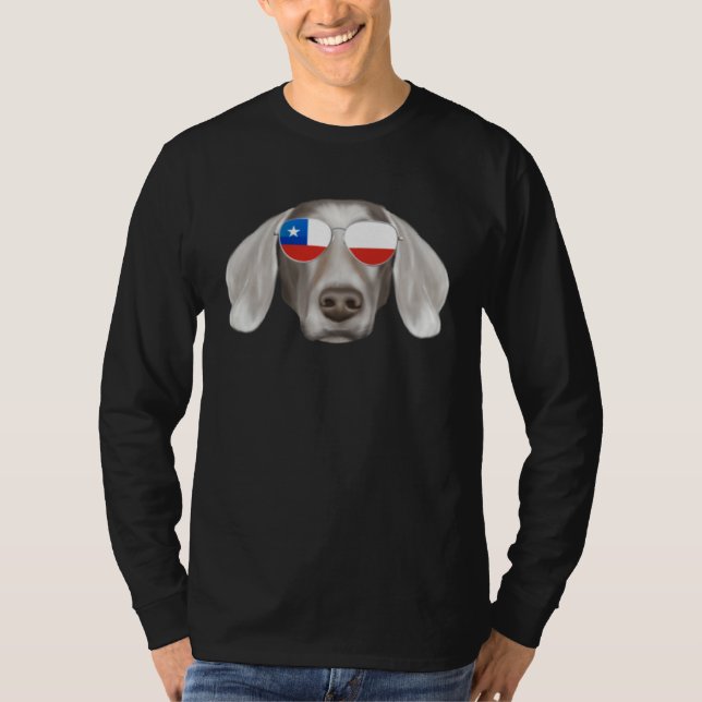 Camiseta Chilean Flag Weimaraner Dog Chile Pocket (Anverso)