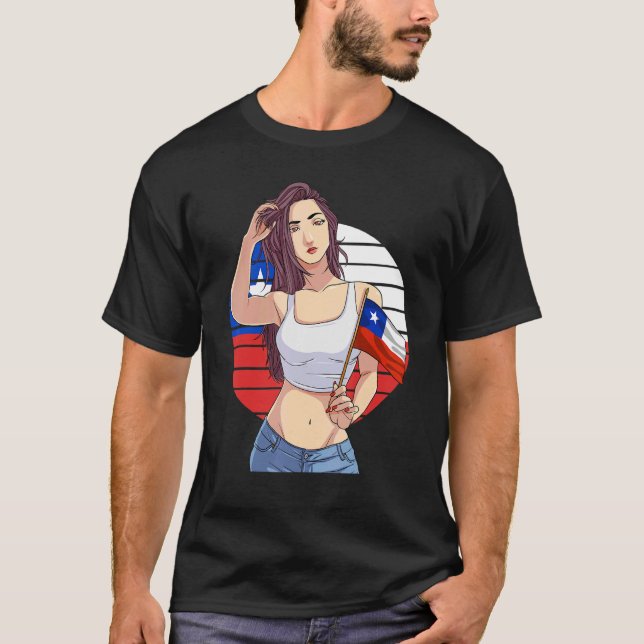 Camiseta Chilean Girl Latino Pride Chile Flag Proud Chileno (Anverso)