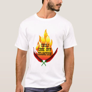 Camiseta Chili Cocinar frente al diseño de la llama de camp