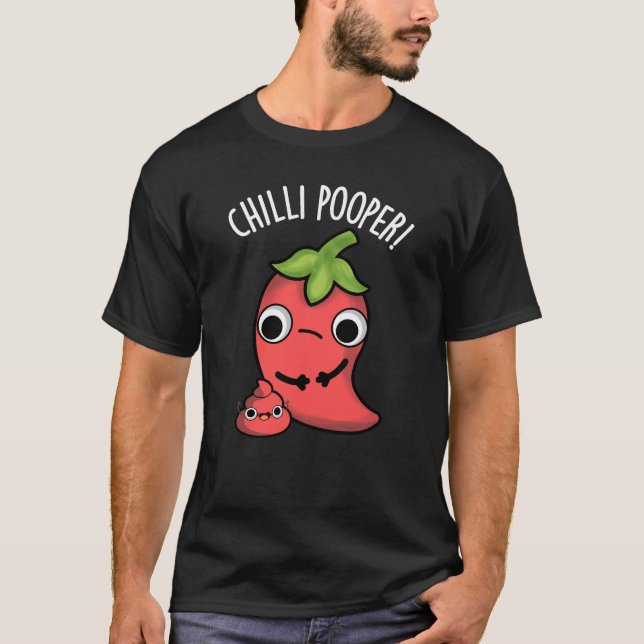 Camiseta Chili Poooper Funny Pepper Pun Dark BG (Anverso)